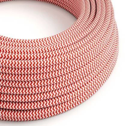 Cable Eléctrico Redondo Recubierto en tejido Efecto Seda ZigZag, Rojo RZ09