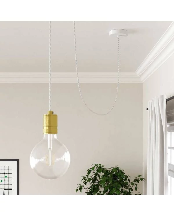 Cable Eléctrico Trenzado Recubierto en tejido Efecto Seda Color Sólido Blanco TM01