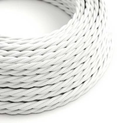 Cable Eléctrico Trenzado Recubierto en tejido Efecto Seda Color Sólido Blanco TM01