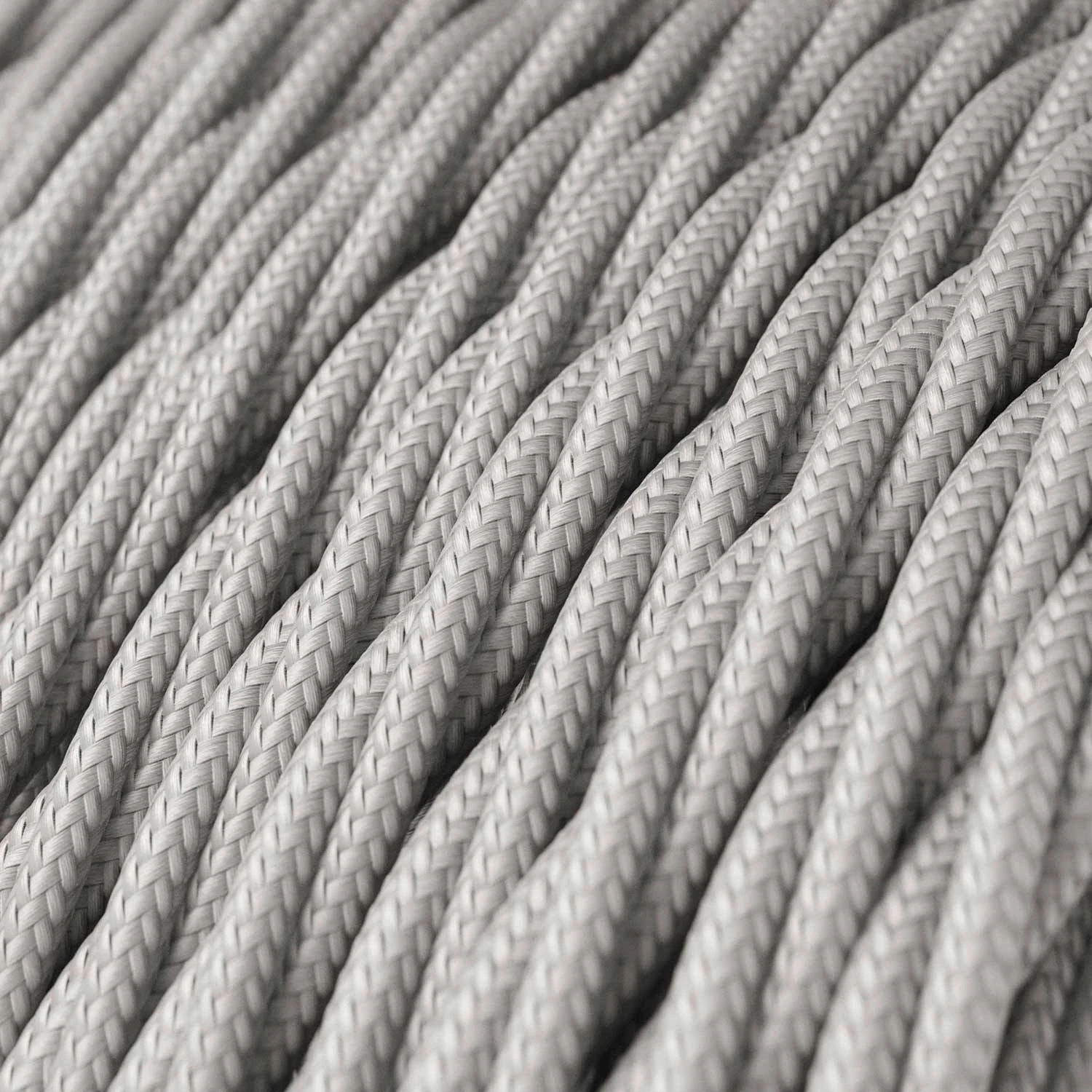 Cable Eléctrico Trenzado Recubierto en tejido Efecto Seda Color Sólido, Plateado TM02