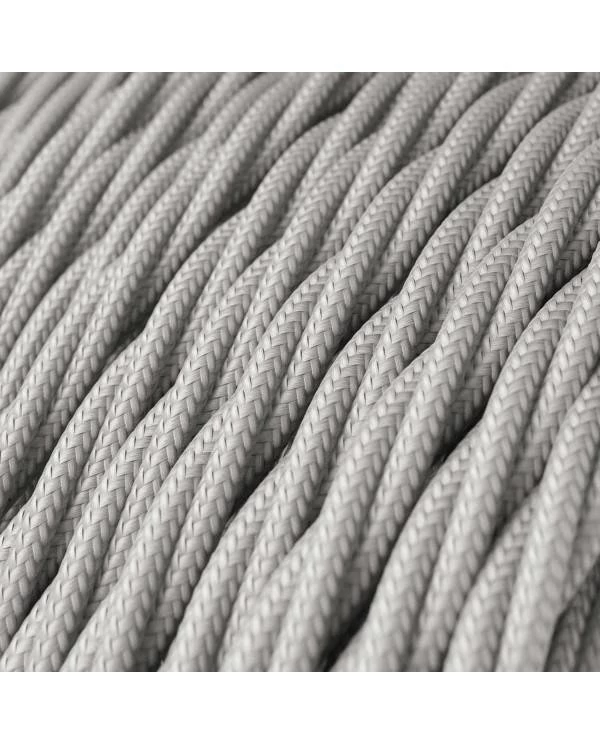 Cable Eléctrico Trenzado Recubierto en tejido Efecto Seda Color Sólido, Plateado TM02