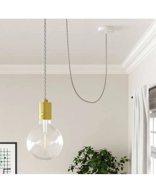 Cable Eléctrico Trenzado Recubierto en tejido Efecto Seda Color Sólido, Plateado TM02