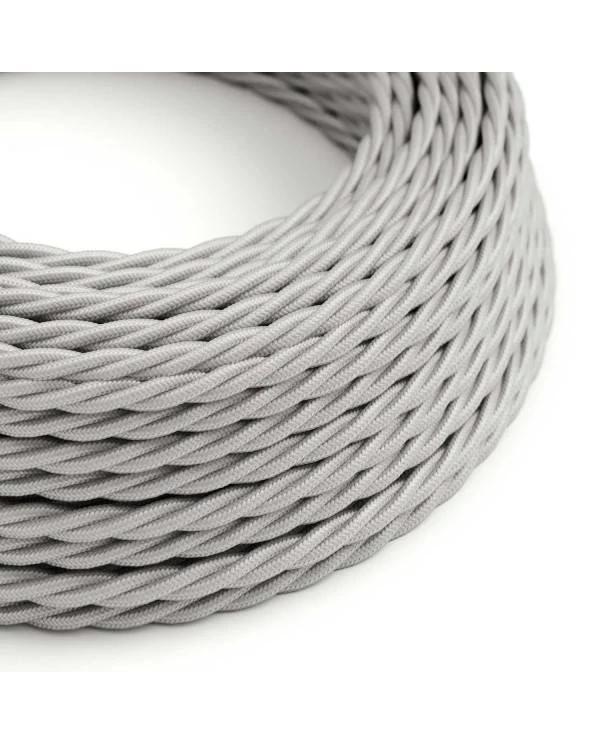 Cable Eléctrico Trenzado Recubierto en tejido Efecto Seda Color Sólido, Plateado TM02