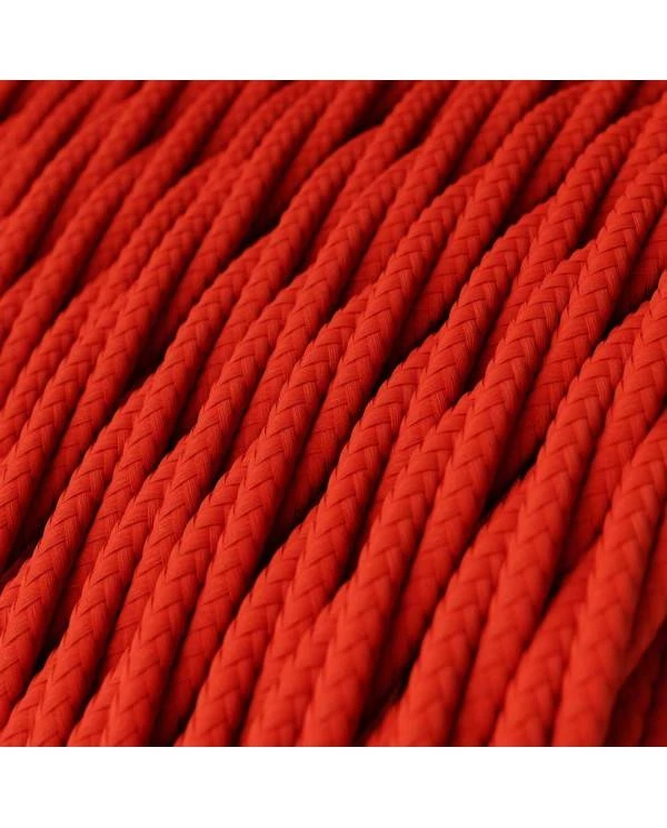 Cable Eléctrico Trenzado Recubierto en tejido Efecto Seda Color Sólido, Rojo TM09