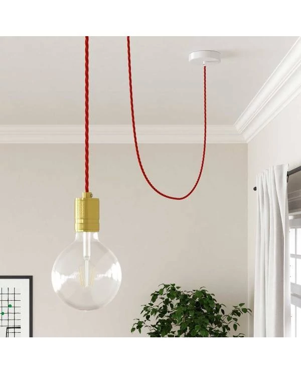 Cable Eléctrico Trenzado Recubierto en tejido Efecto Seda Color Sólido, Rojo TM09