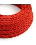 Cable Eléctrico Trenzado Recubierto en tejido Efecto Seda Color Sólido, Rojo TM09