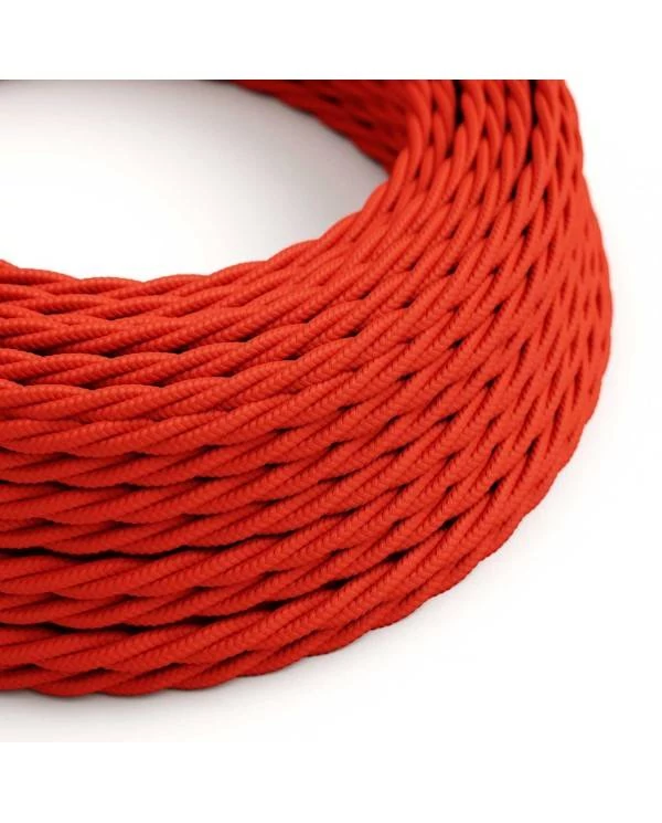 Cable Eléctrico Trenzado Recubierto en tejido Efecto Seda Color Sólido, Rojo TM09