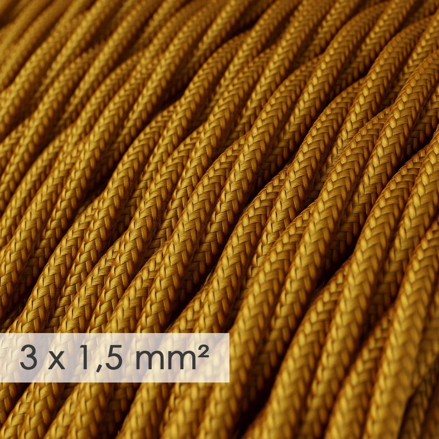 Cable electrico de sección grande 3x1,50 trenzado - Tejido Efecto Seda Dorado TM05