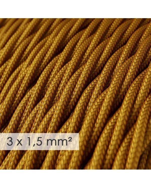 Cable electrico de sección grande 3x1,50 trenzado - Tejido Efecto Seda Dorado TM05