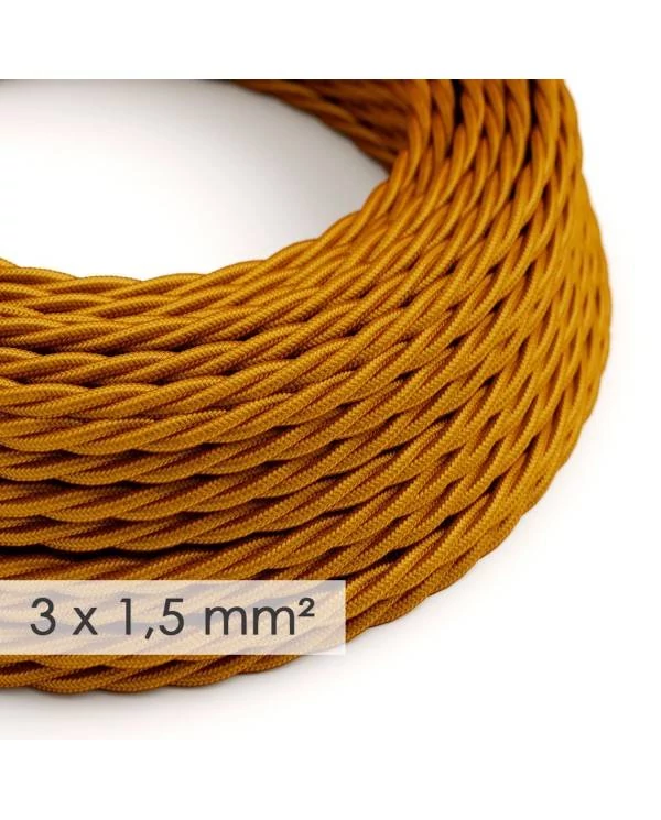 Cable electrico de sección grande 3x1,50 trenzado - Tejido Efecto Seda Dorado TM05