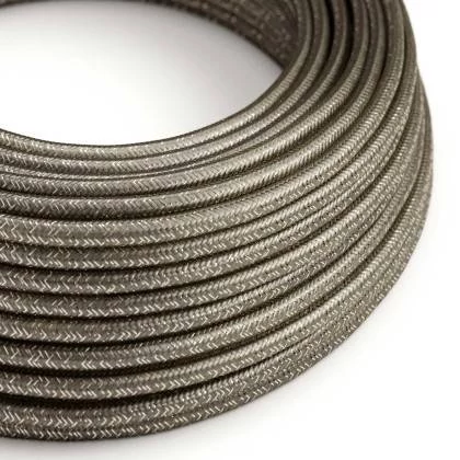 Cable Eléctrico Redondo Recubierto en tejido Efecto Seda Color Sólido, Gris Glitter RL03