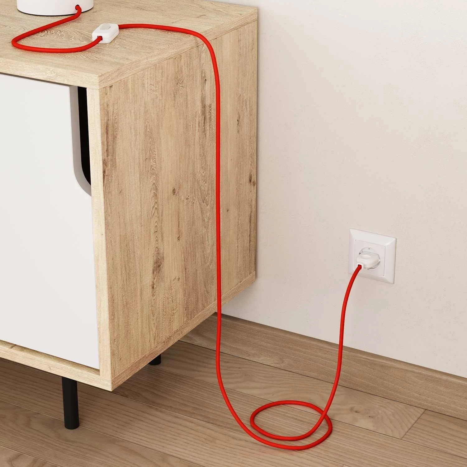 Cable Eléctrico Redondo Recubierto en tejido Efecto Seda Color Sólido, Naranja Fluo RF15