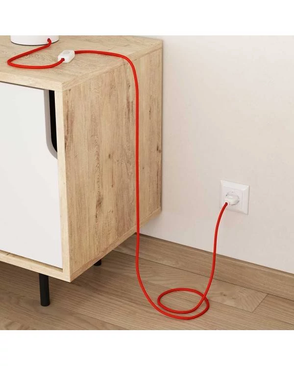 Cable Eléctrico Redondo Recubierto en tejido Efecto Seda Color Sólido, Naranja Fluo RF15