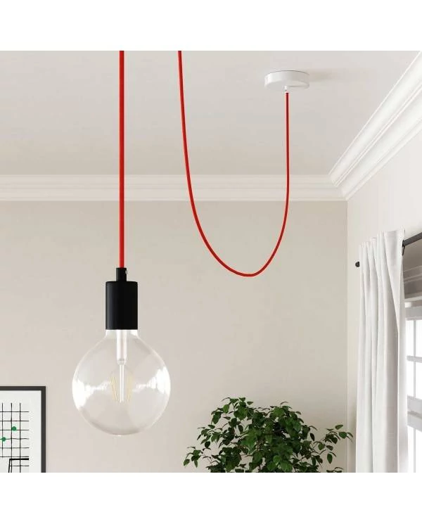 Cable Eléctrico Redondo Recubierto en tejido Efecto Seda Color Sólido, Naranja Fluo RF15