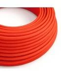 Cable Eléctrico Redondo Recubierto en tejido Efecto Seda Color Sólido, Naranja Fluo RF15