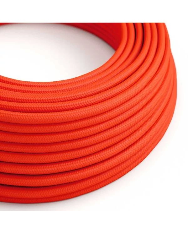 Cable Eléctrico Redondo Recubierto en tejido Efecto Seda Color Sólido, Naranja Fluo RF15