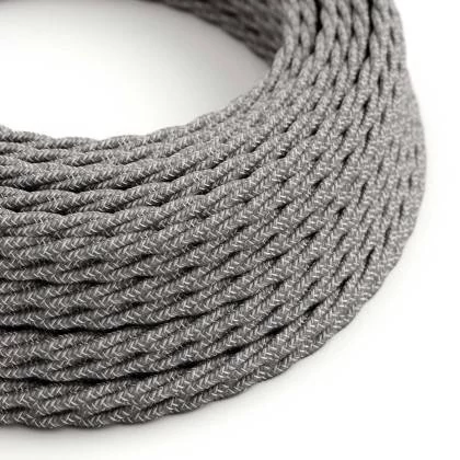 Cable Eléctrico Trenzado Recubierto en Lino Natural Gris TN02