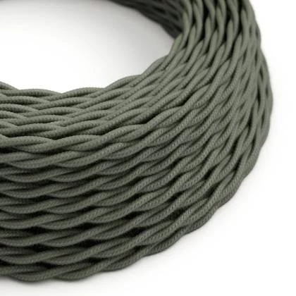 Cable Eléctrico Trenzado Recubierto en Algodón Color Sólido Verde Gris TC63