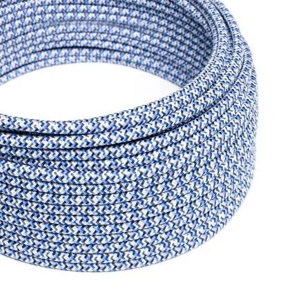 Cable eléctrico Redondo recubierto en tejido efecto seda RX03 Pixel Turquesa
