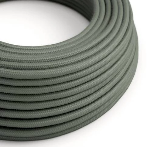 Cable Eléctrico Redondo Recubierto en Algodón Color Sólido Verde Gris RC63