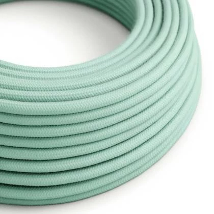 Cable Eléctrico Redondo Recubierto en Algodón Color Sólido Leche y Menta RC34