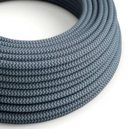 Cable Eléctrico Redondo recubierto en Algodón ZigZag Gris Piedra y Océano RZ25