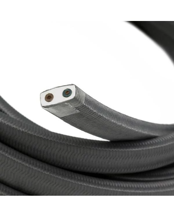 Cable eléctrico para Guirnalda recubierto en tejido Efecto Seda Gris CM03