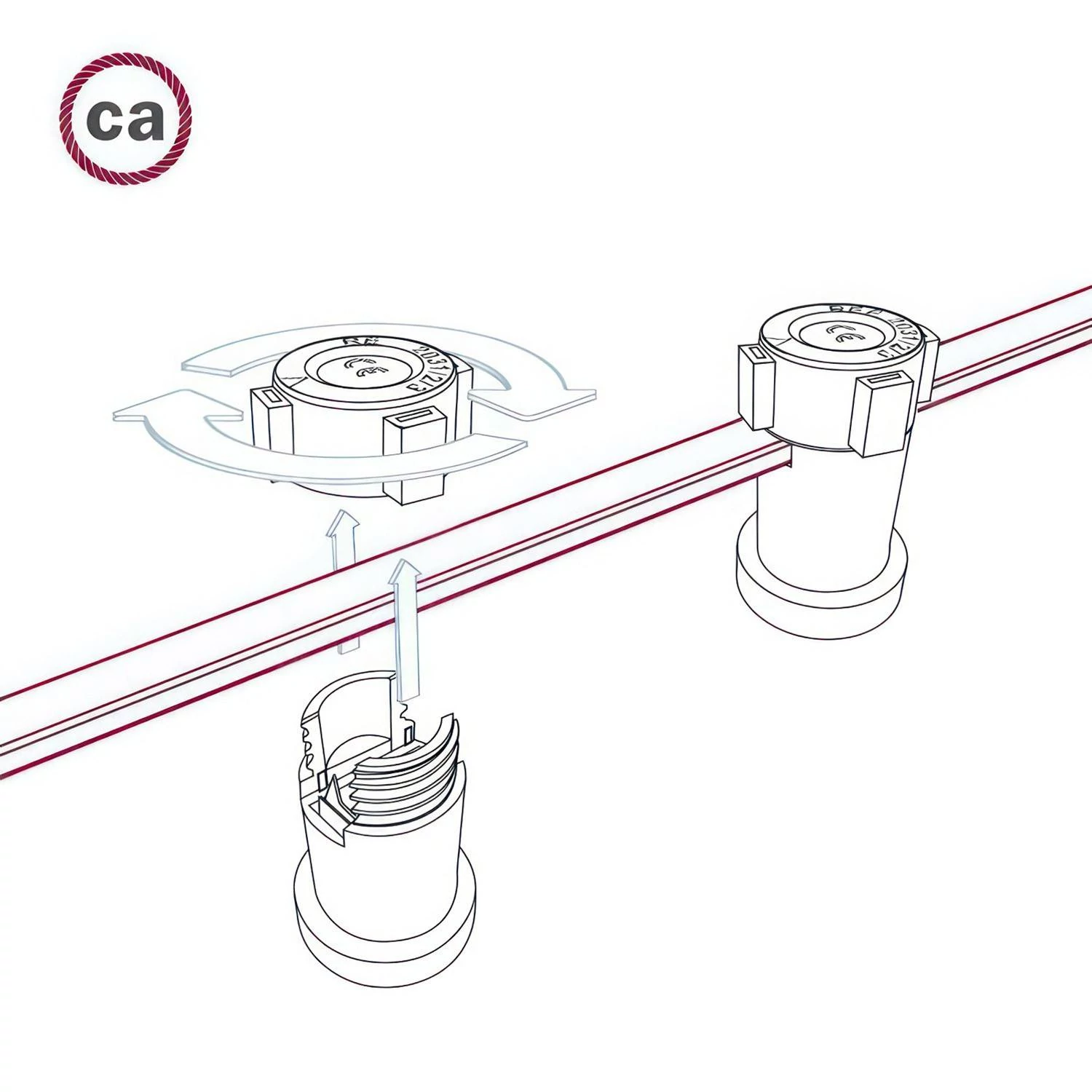 Cable eléctrico para Guirnalda recubierto en tejido Efecto Seda Gris CM03