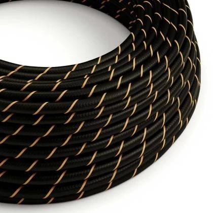 Cable Eléctrico redondo Vertigo HD recubierto en Textil Negro y Dorado ERM42