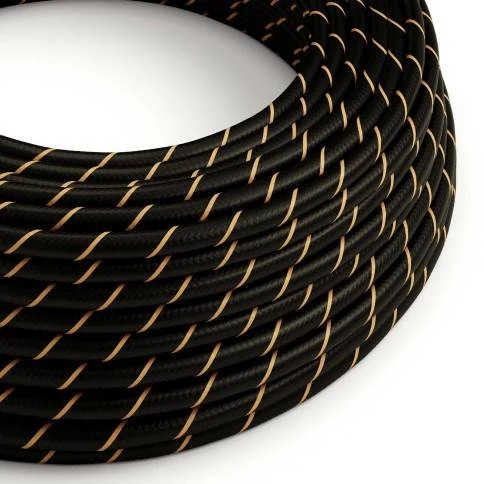 Cable Eléctrico redondo Vertigo HD recubierto en Textil Negro y Dorado ERM42