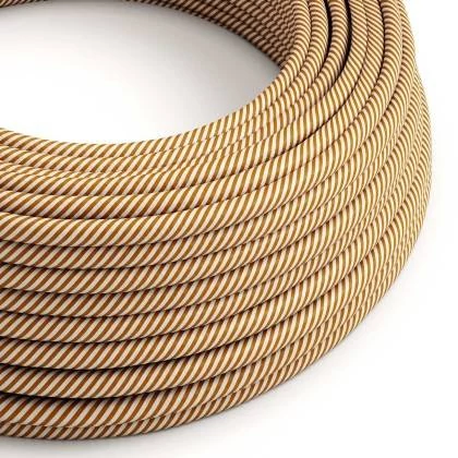 Cable Eléctrico redondo Vertigo HD recubierto en Textil Blanco y Whisky ERM49