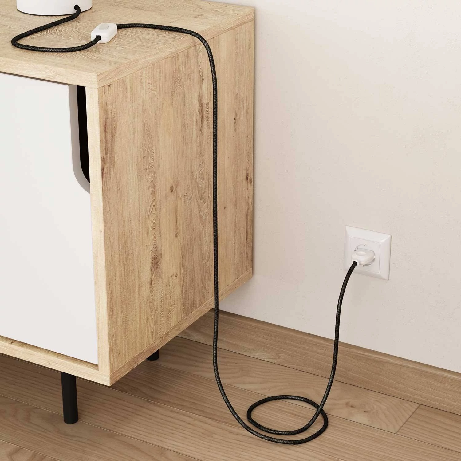 Cable Eléctrico redondo Vertigo HD recubierto en Textil Óptical Negro y Gris ERM67