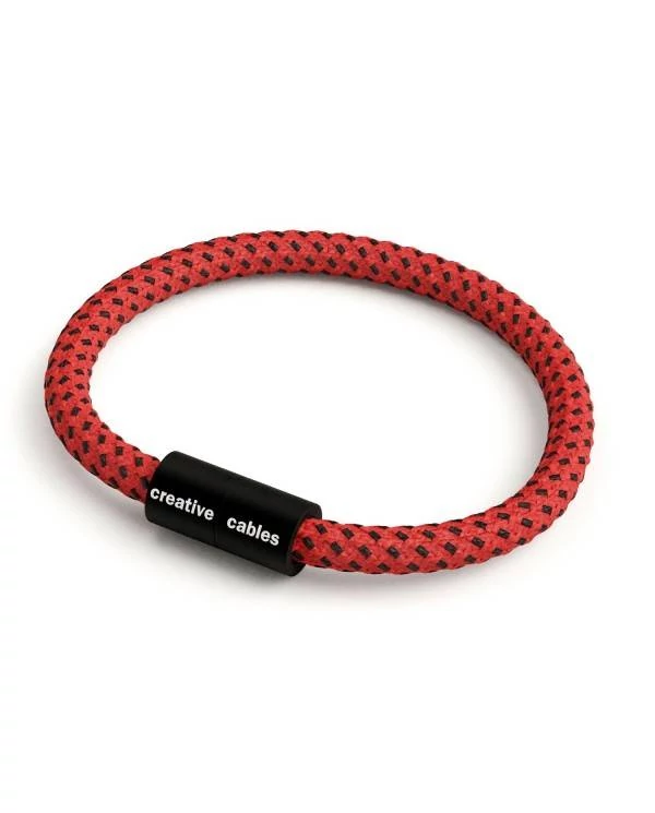 Pulsera con cierre magnético negro mate y cable RT94