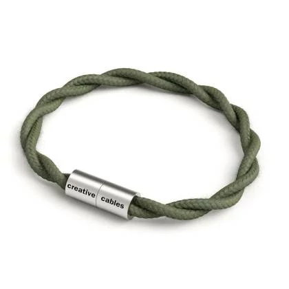 Pulsera con cierre magnético de plata mate y cable TC63