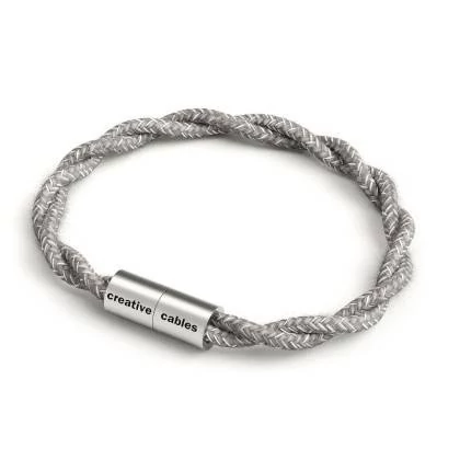 Pulsera con cierre magnético de plata mate y cable TN02