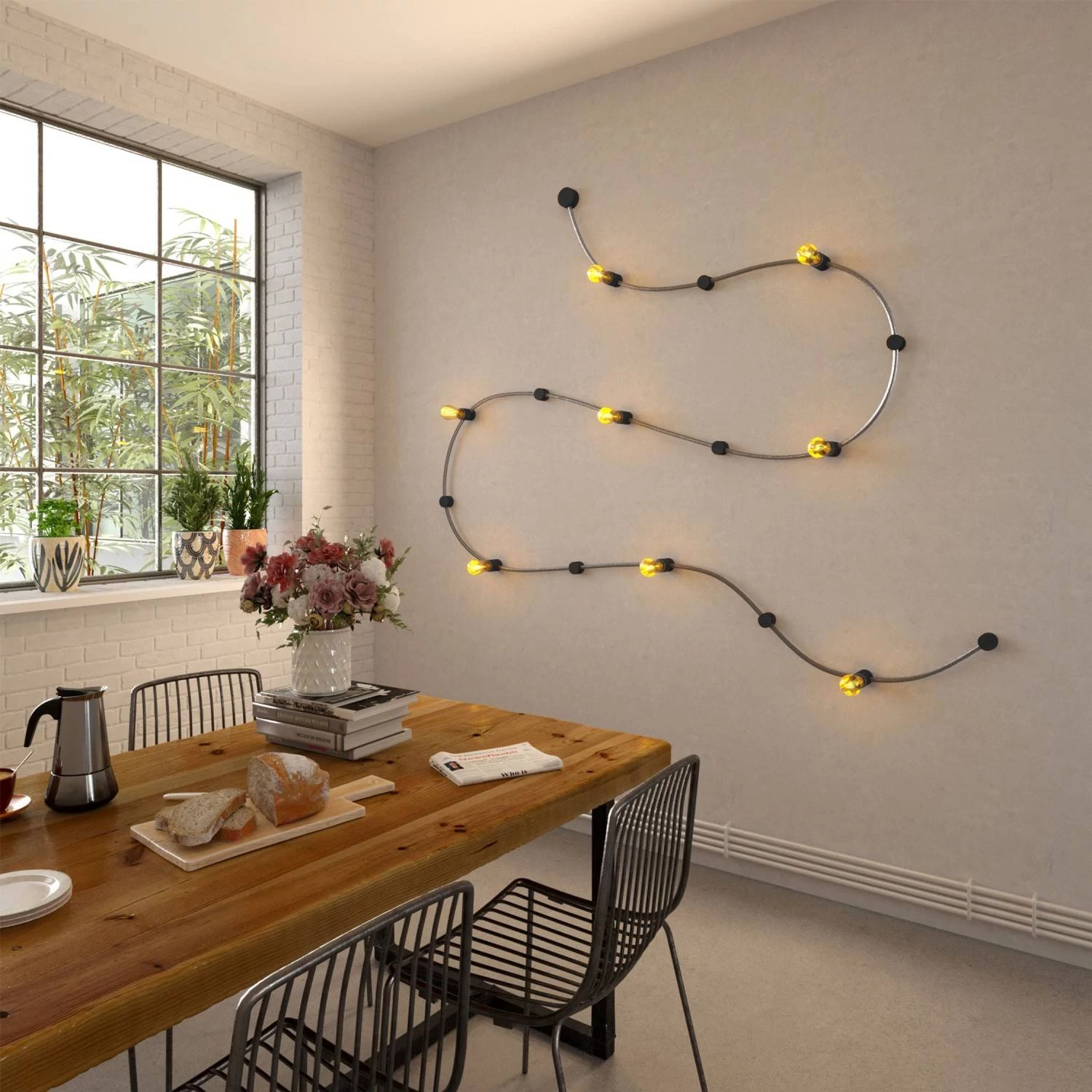 Rosetón madera Filé System para cable textil guirnalda