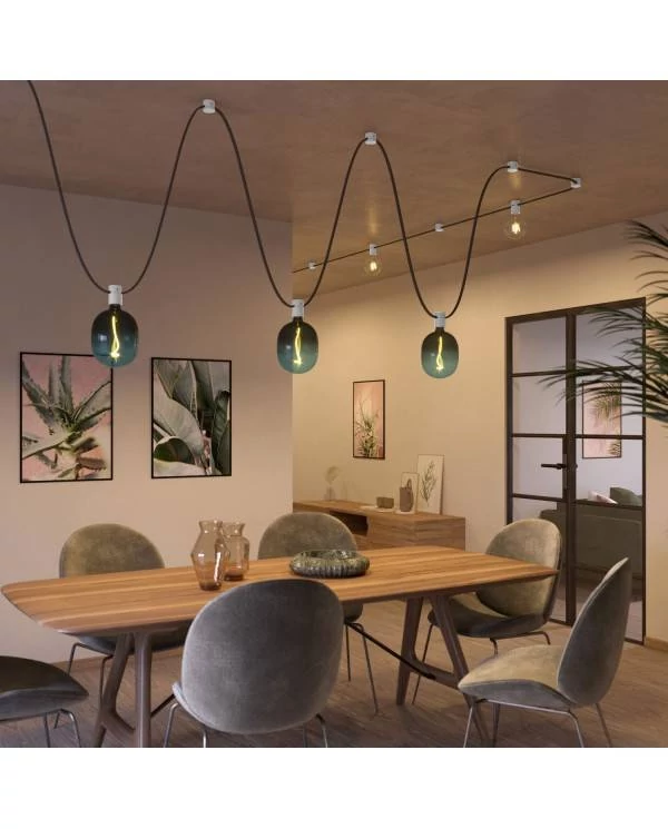 Portalámparas madera Filé System cable textil guirnalda