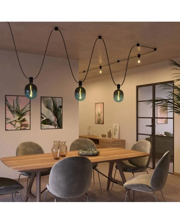 Portalámparas madera Filé System cable textil guirnalda