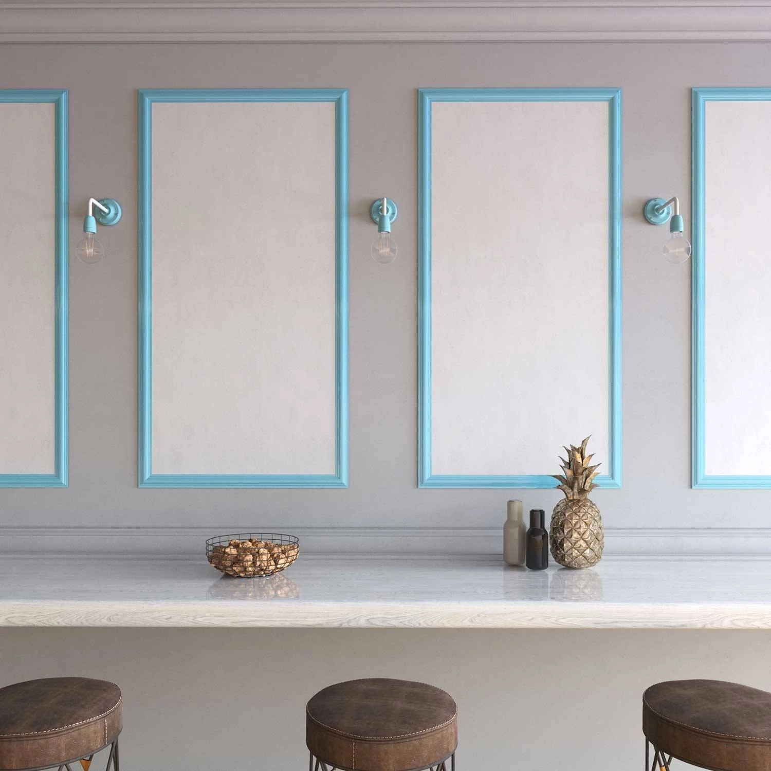Lámpara de pared porcelana color con detalles en metal