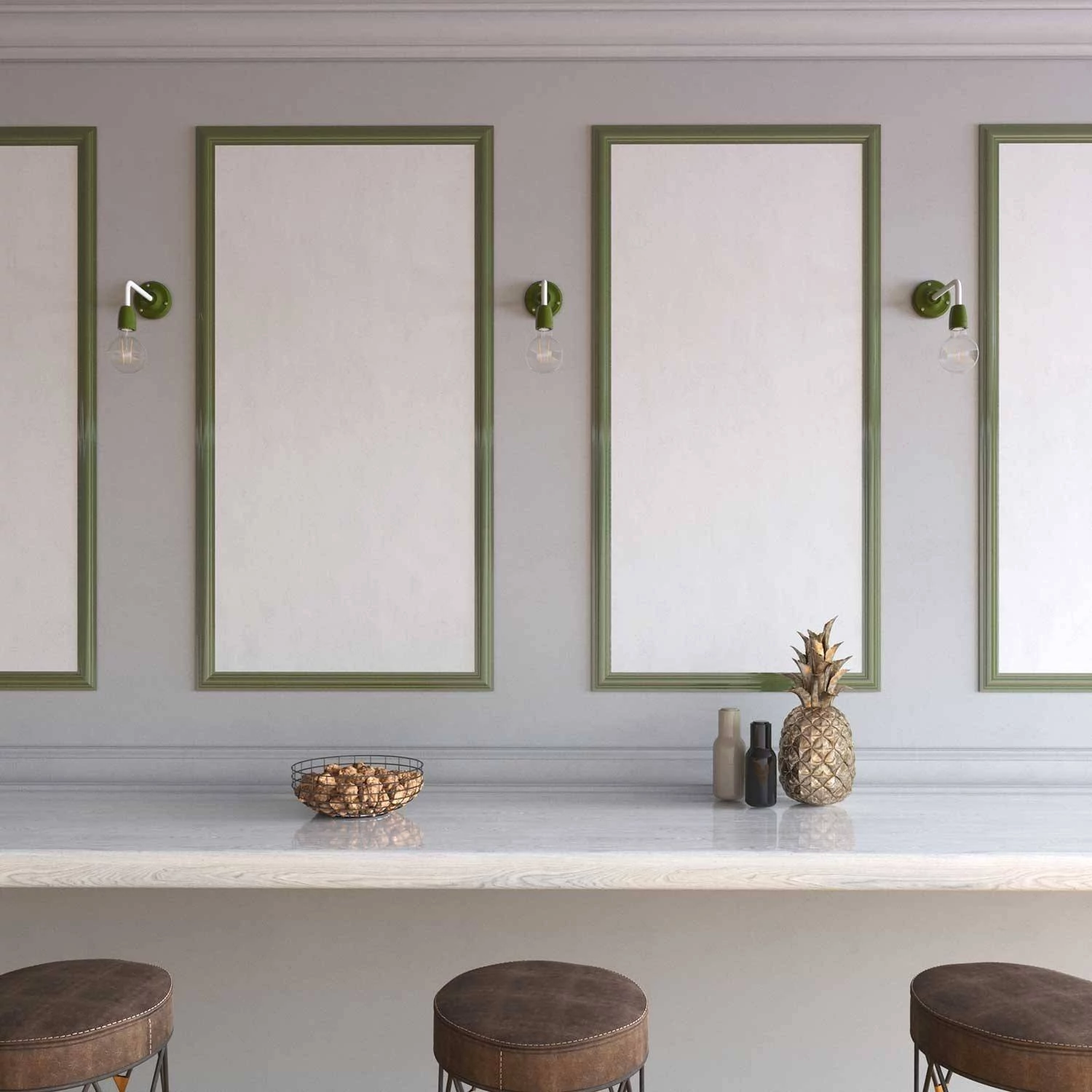 Lámpara de pared porcelana color con detalles en metal