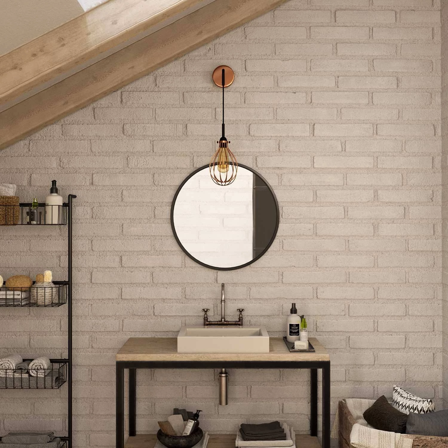 Lámpara de pared Industrial de metal con jaula Drop