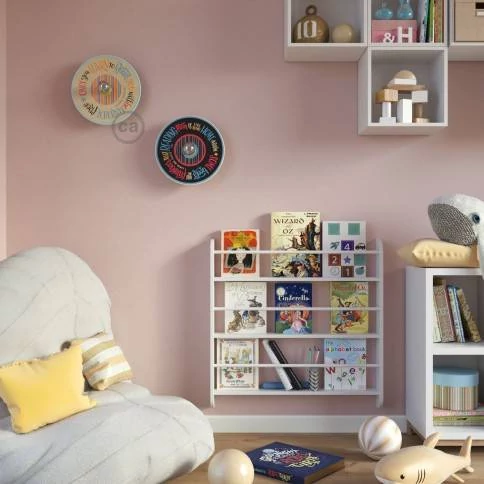 Lámpara de pared Colorful pantalla UFO ilustrada doble cara