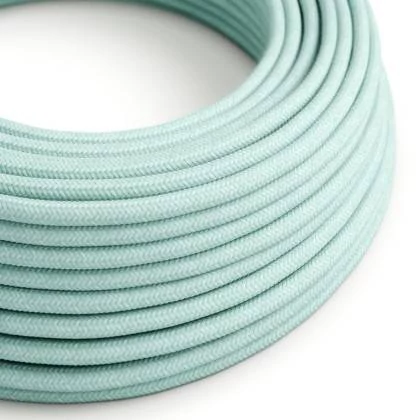 Cable eléctrico cubierto de algodón verde celadón liso