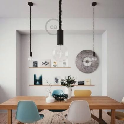 Lámpara moderna de madera con cordón náutico XXL