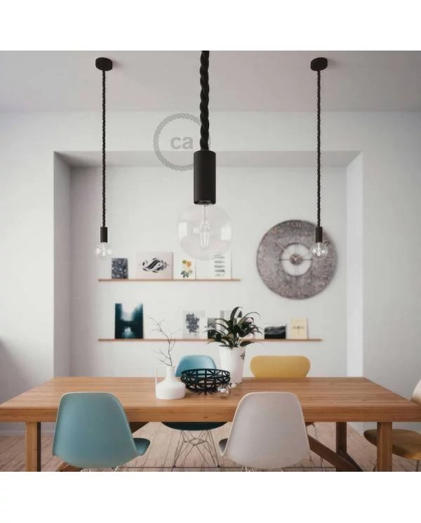 Lámpara moderna de madera con cordón náutico XXL