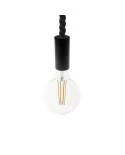Lámpara colgante hecha en Italia con cable náutico 2XL 24 mm con acabados de madera barnizada y bombilla