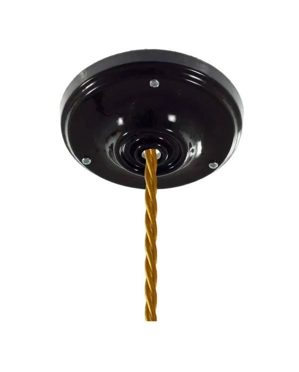 Lámpara de porcelana vintage con cable trenzado