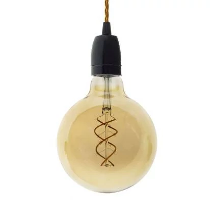 Lámpara de porcelana vintage con cable trenzado