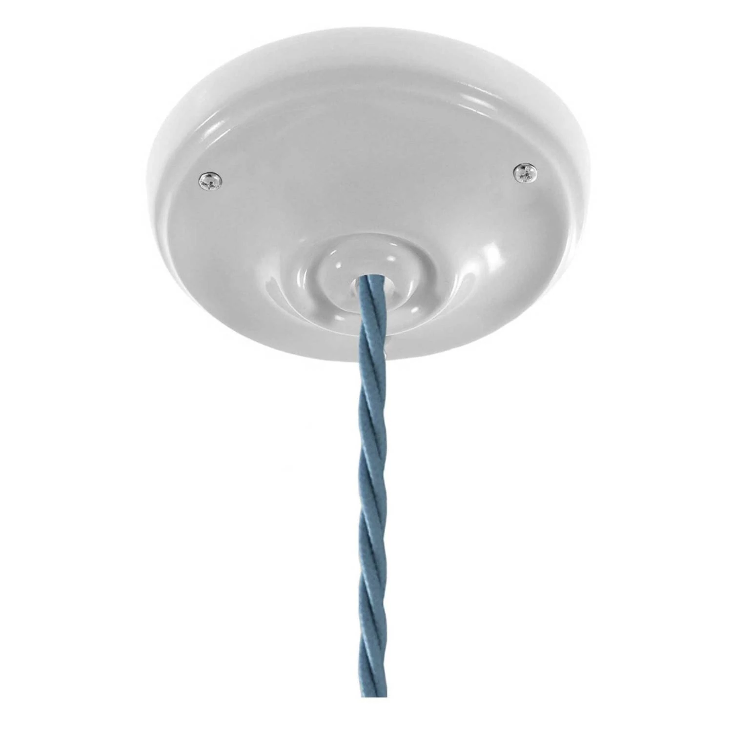Lámpara de suspensión con cable textil trenzado y acabados de porcelana - estilo Cottage