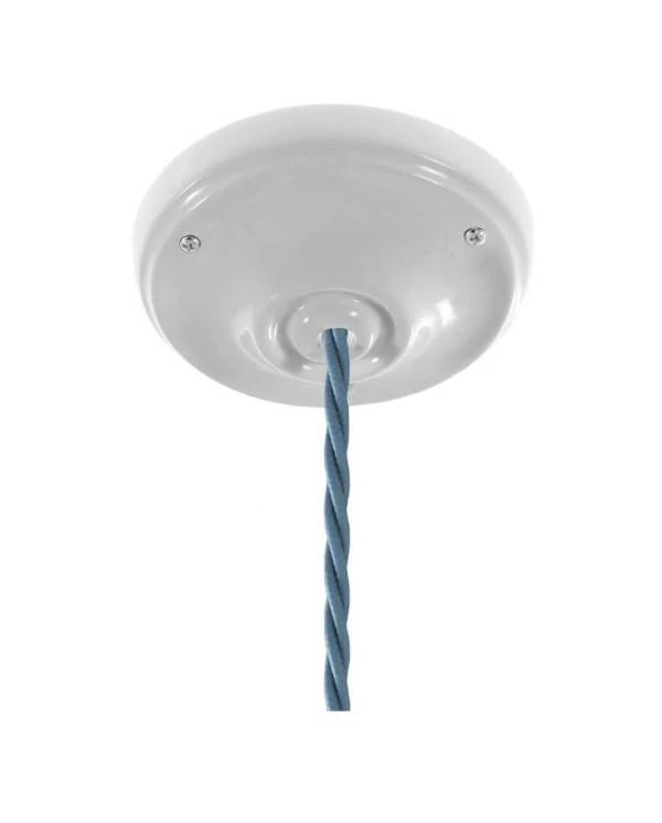 Lámpara de suspensión con cable textil trenzado y acabados de porcelana - estilo Cottage